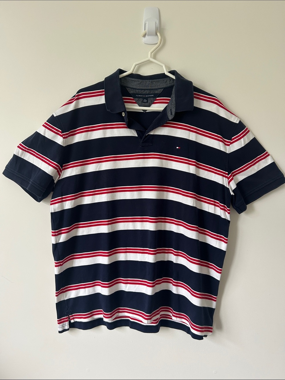 Tommy Hilfiger Striped Polo Shirt Flag Logo